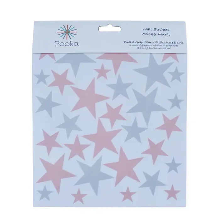 Stars Reusable Wall Decal – Pink & Grey (66 Pcs)
