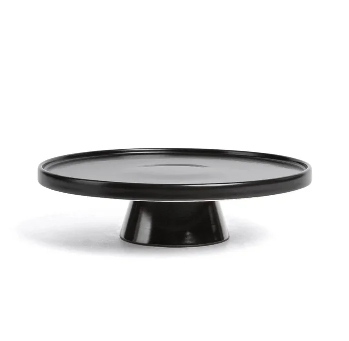 Stoneware Round Cake Stand Semi-Matte Black: 11″ Dessert Serving Stand (See Description)