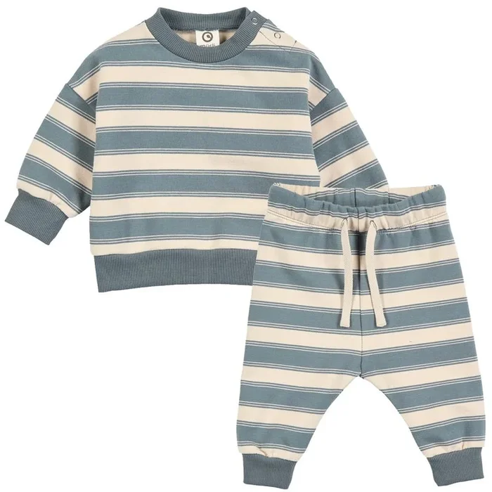 Stripe Sweat Set – Oak/Stormy Blue