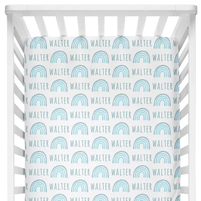 Sugar + Maple Crib Sheet – Rainbow Blue