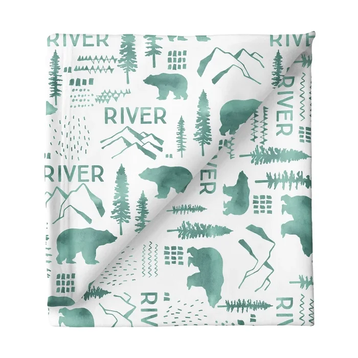 Sugar + Maple Large Stretchy Blanket – Woodland Green