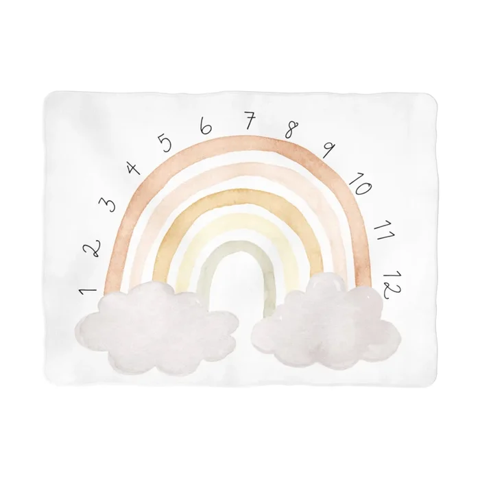 Sugar + Maple Neutral Rainbow Arch Milestone Blanket – Non-Personalized