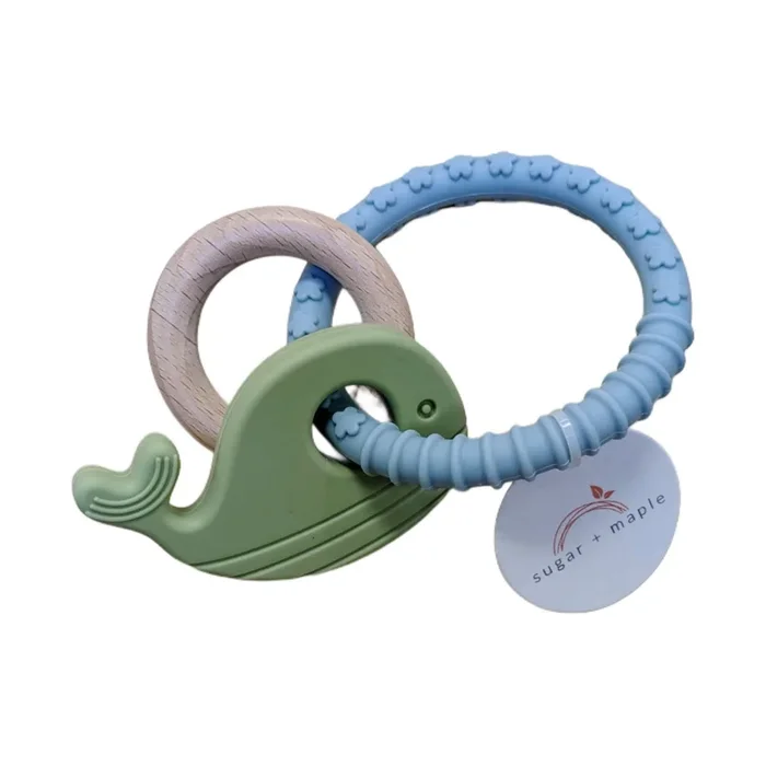 Sugar + Maple Silicone Teether | Whale Ring