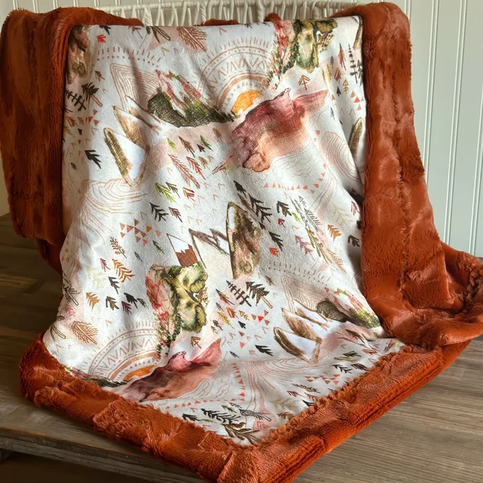Sunset Copper Valley Minky Blanket