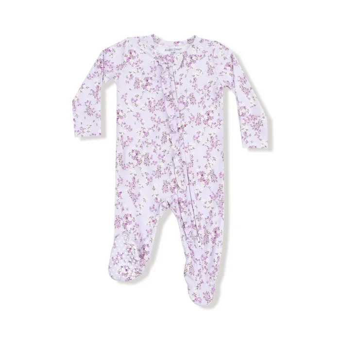 Sweet Dream Florals 2 Way Ruffle Back Zipper Footie