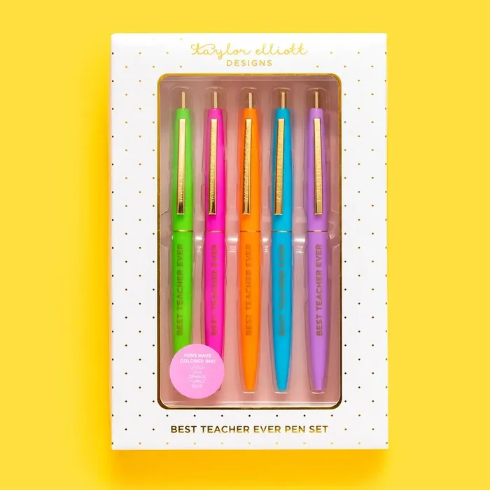 Teacher Appreciation 5-piece Pen Set with Colorful Ink