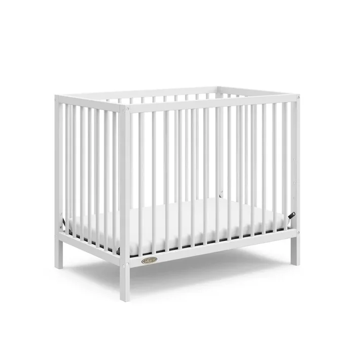 Teddi Convertible Mini Crib with Mattress – White