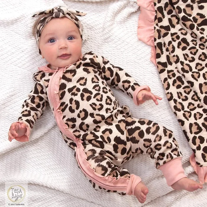 Tesa Babe Baby Girl Lepoard Kimono Romper