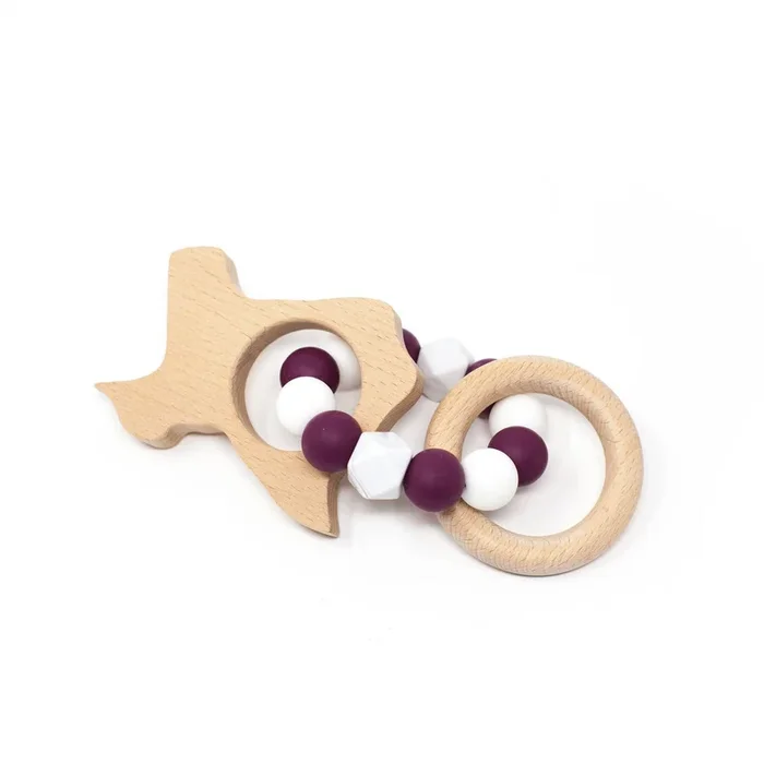 Texas Teething Rattle | Red Wine (A&M)