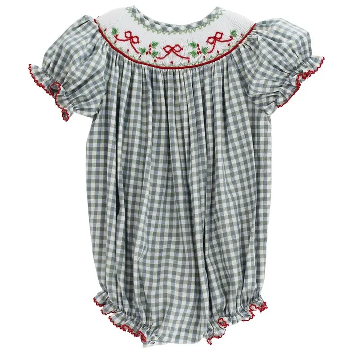 The Bailey Boys Red Bows on Gingham – Bishop Romper