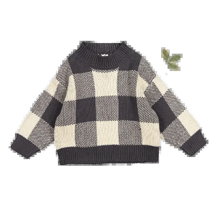 The Gingham Knit Sweater – Steel
