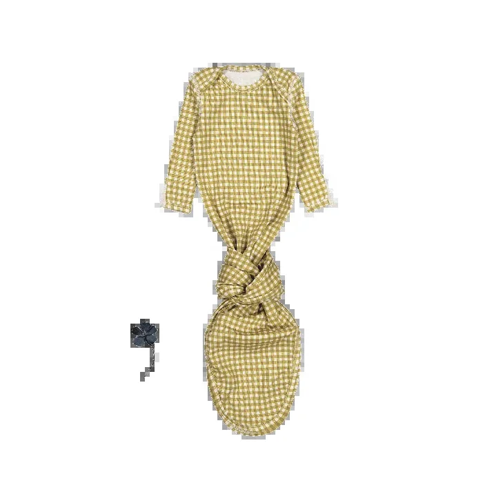 The Printed Baby Gown – Golden Gingham