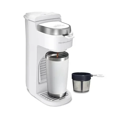 The Scoop 1 Cup, Single Serve White Coffee Maker with No Pods or Filters Needed