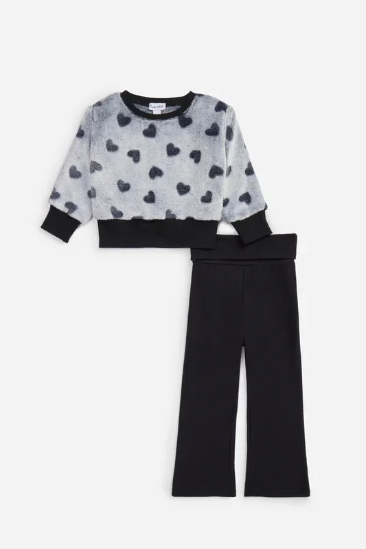 Toddler Girl Cozy Heart Sweatshirt Set
