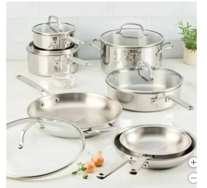 Tri-Ply Clad Stainless Steel 12-Piece Cookware Set (New)