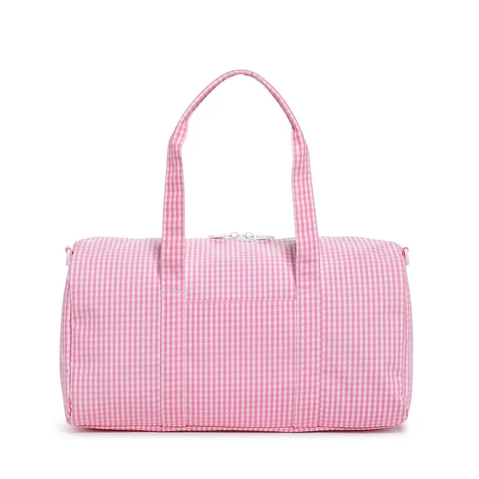 TRVL – Weekender Duffle Bag in Gingham Pink
