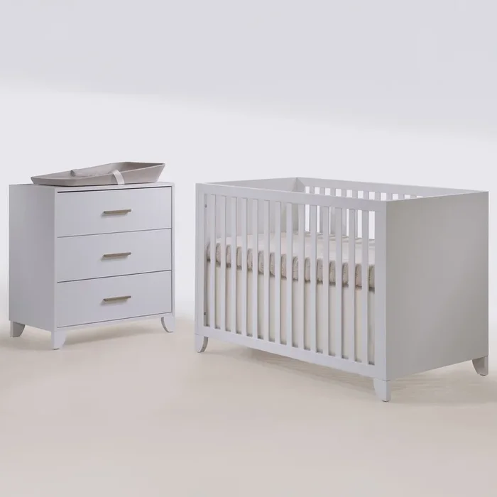 Tulip by Natart by Natart Aiko Island Crib & 3 Drawer Dresser Set – White