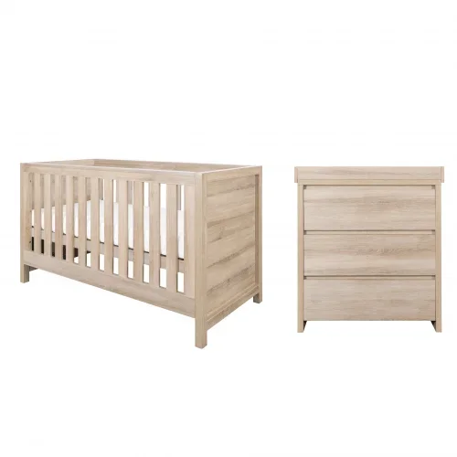 Tutti Bambini Modena 2 Piece Room Set (Cot Bed & Changer) Oak