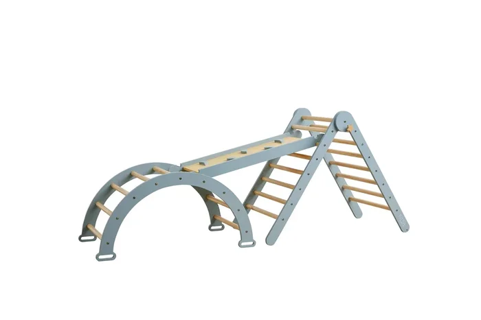 Tutti Bambini Scala Montessori 3-in-1 Pikler Climbing Frame with Climbing Wall – Ocean Stone
