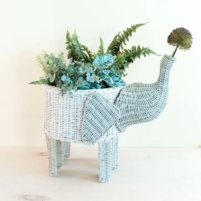 Two-tone Rattan Elephant Basket – Wicker Organizer | Likhâ