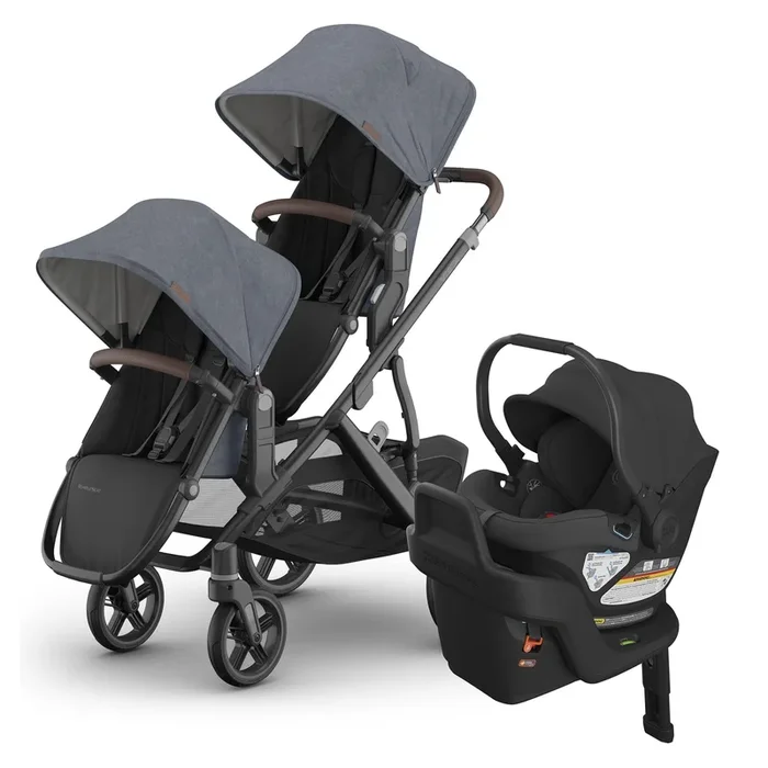 UPPAbaby Vista V3 Double Stroller with RumbleSeat V3 + Aria Travel System Bundle – Julian / Jake