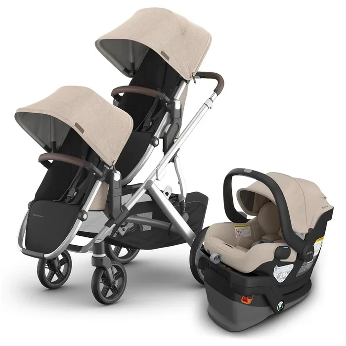 UPPAbaby Vista V3 Double Stroller with RumbleSeat V3 + Mesa V3 Travel System Bundle – Declan / Declan