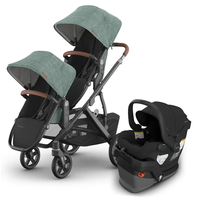 UPPAbaby Vista V3 Double Stroller with RumbleSeat V3 + Mesa V3 Travel System Bundle – Gwen / Jake