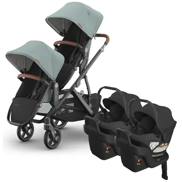 UPPAbaby Vista V3 Twin Stroller with RumbleSeat V3 + Aria Travel System Bundle – Kenzi / Jake