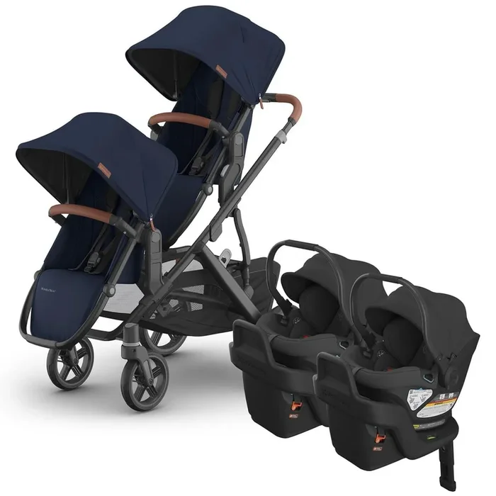 UPPAbaby Vista V3 Twin Stroller with RumbleSeat V3 + Aria Travel System Bundle – Noa / Jake