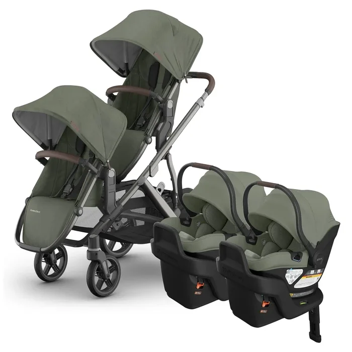 UPPAbaby Vista V3 Twin Stroller with RumbleSeat V3 + Aria V2 Travel System Bundle – Evelyn / Evelyn
