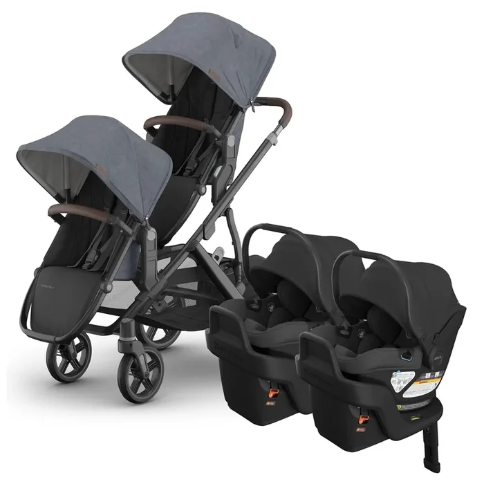 UPPAbaby Vista V3 Twin Stroller with RumbleSeat V3 + Aria V2 Travel System Bundle – Julian / Jake