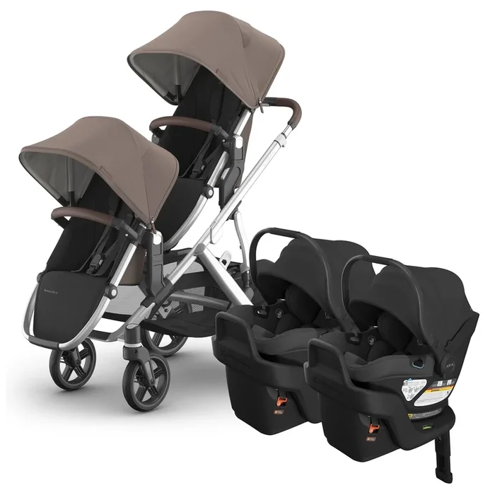 UPPAbaby Vista V3 Twin Stroller with RumbleSeat V3 + Aria V2 Travel System Bundle – Theo / Jake