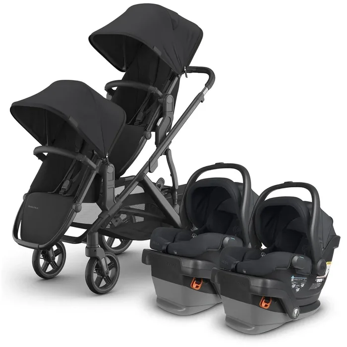 UPPAbaby Vista V3 Twin Stroller with RumbleSeat V3 + Mesa V2 Travel System Bundle – Jake / Jake
