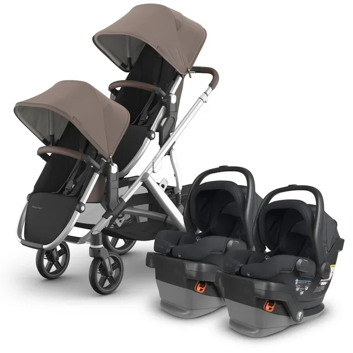 UPPAbaby Vista V3 Twin Stroller with RumbleSeat V3 + Mesa V2 Travel System Bundle – Theo / Jake
