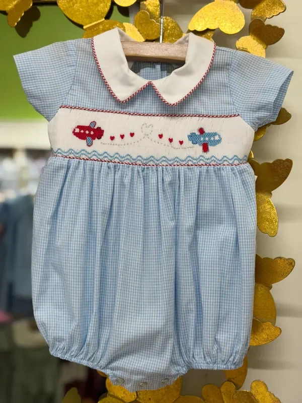 Valentine’s Airplane Boy Smocked Bubble
