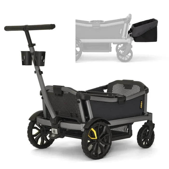 Veer Cruiser City XL (4 Seater) Stroller Wagon + Basket Bundle – Grey
