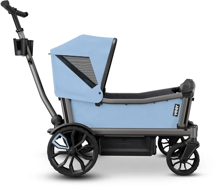 Veer Cruiser City XL (4 Seater) Stroller Wagon + Sidewall Kit + Canopy Bundle – Blue Beryl