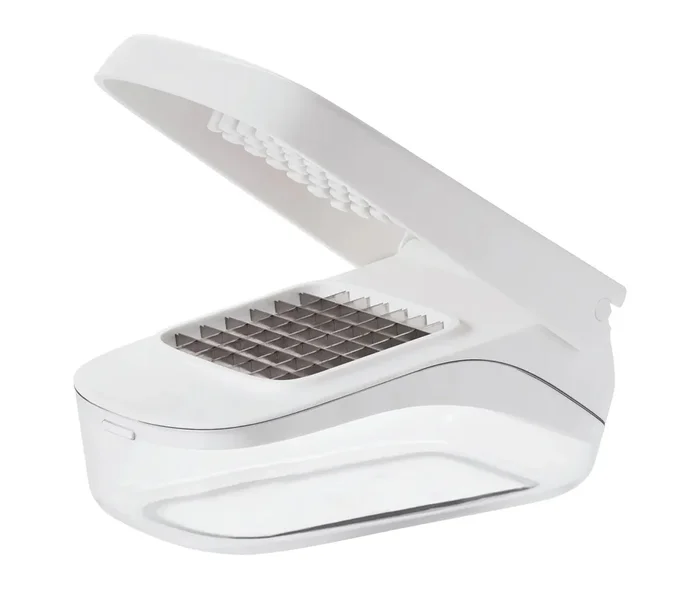 Vegetable Manual Food Chopper – Stainless Steel Blade, Dishwasher-Safe, White