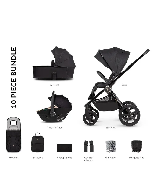 Venicci Upline 2, 3in1 Pushchair – All Black/Beige
