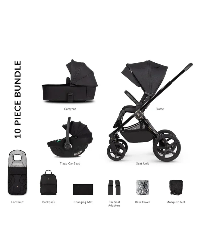 Venicci Upline 2, 3in1 Pushchair – All Black/Black
