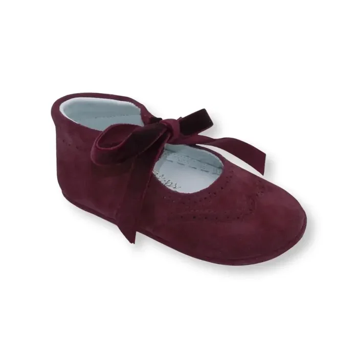 Verónica – Burgundy Suede Baby Mary Jane Shoes