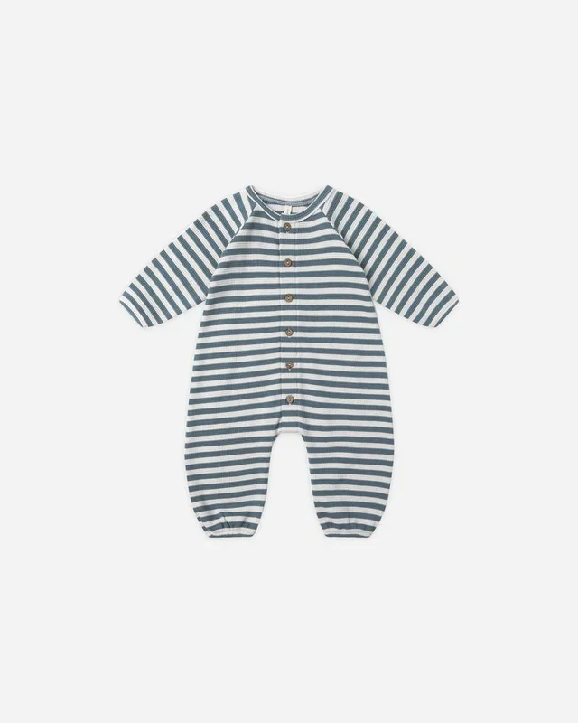 Waffle L/S Jumpsuit | Ocean Stripe