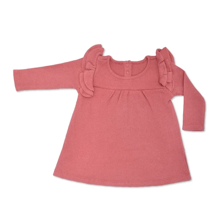 Waffle Long Sleeve Dress – Terra Cotta