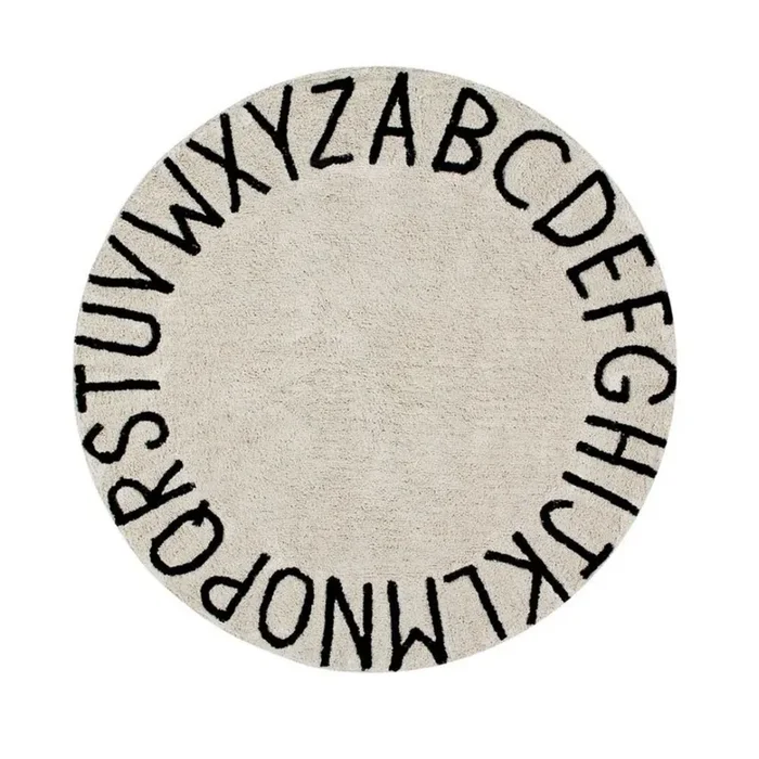 Washable Rug – Round ABC (Natural/Black)
