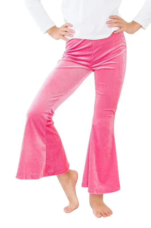 Watermelon Pink Ribbed Velvet Bells