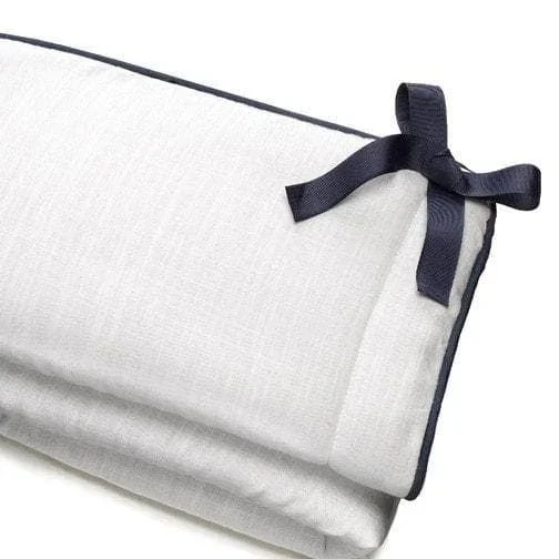 White Crib Rail Cover (Navy Trim)
