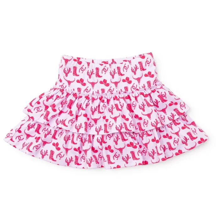 Wild West Pink Maggie Girls Tiered Skirt