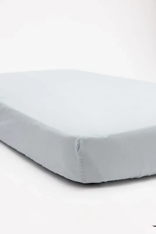 WildBird Linen Crib Sheet – Dove Blue Gray