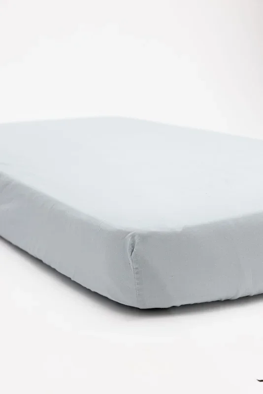 WildBird Linen Crib Sheet – Dove Blue Gray