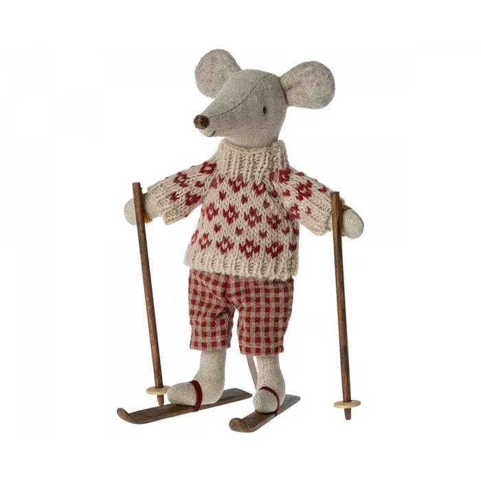 Winter Mouse w/Ski Set-Mum